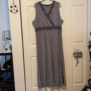 Lands’ End size 3X navy blue/white design dress
